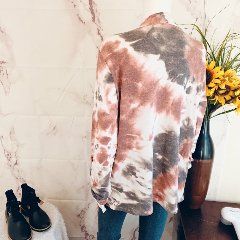 Mystree Women's Tie-Dye Open Front Cardigan - Picture 4 of 6